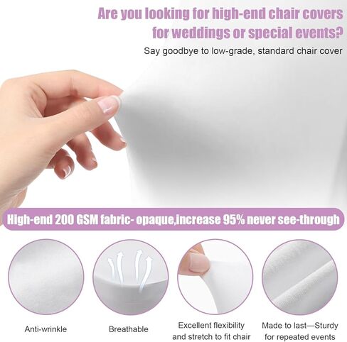 Stretch Spandex Folding Chair Covers 10 PCS, Machine Washable Durable White Chair Covers for Party, Wedding Event Dining Banquet Anti-Pilling Decorative Folding Chair Cover with Rip Resistance in Saudi Arabia