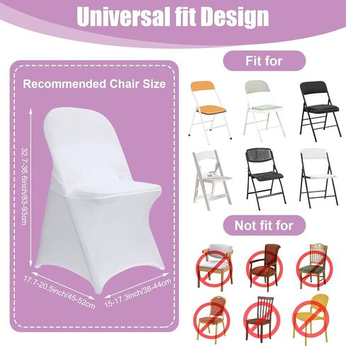 Stretch Spandex Folding Chair Covers 10 PCS, Machine Washable Durable White Chair Covers for Party, Wedding Event Dining Banquet Anti-Pilling Decorative Folding Chair Cover with Rip Resistance in Saudi Arabia