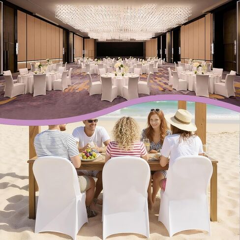 Stretch Spandex Folding Chair Covers 10 PCS, Machine Washable Durable White Chair Covers for Party, Wedding Event Dining Banquet Anti-Pilling Decorative Folding Chair Cover with Rip Resistance in Saudi Arabia