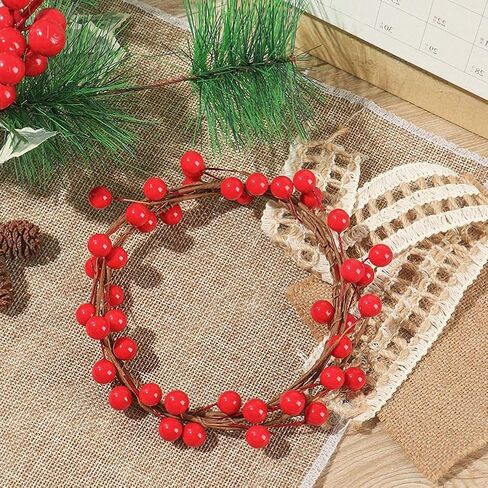Artificial Holly Berries, 100 Pcs Red Christmas Berry Picks with Wire Stems for Holiday Decor Wreaths Crafts Floral Arrangements Centerpieces in Saudi Arabia