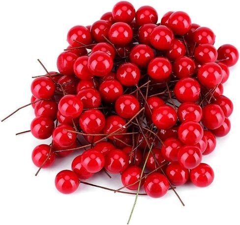 Artificial Holly Berries, 100 Pcs Red Christmas Berry Picks with Wire Stems for Holiday Decor Wreaths Crafts Floral Arrangements Centerpieces in Saudi Arabia