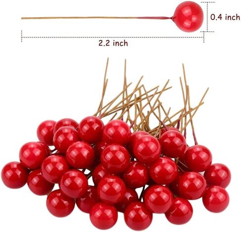 Artificial Holly Berries, 100 Pcs Red Christmas Berry Picks with Wire Stems for Holiday Decor Wreaths Crafts Floral Arrangements Centerpieces in Saudi Arabia