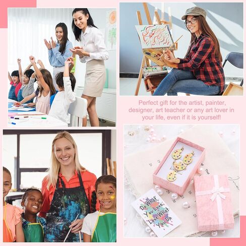 Tondiamo 6 Pcs Art Painting Jewelry Gift Set for Women Artists Stainless Steel Palette Necklace Bracelet Earrings with Card Polishing Cloth and Box for Teacher Appreciation Painters Lover in Saudi Arabia