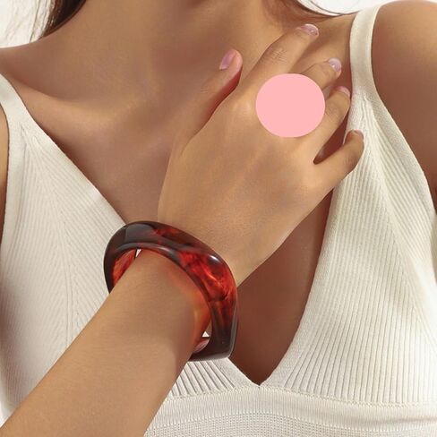 3PCS Chunky Acrylic Bangle bracelets Set for Women Resin Bangle Gold Bracelet Stack Fashions Thick Acetate Statement Trendy Jewelry Set in Saudi Arabia