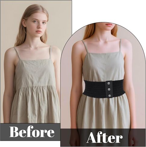 JIEYAO Wide Elastic Waist Belt for Women, Wide Waist Belt with Snap Fastener for Dresses in Saudi Arabia