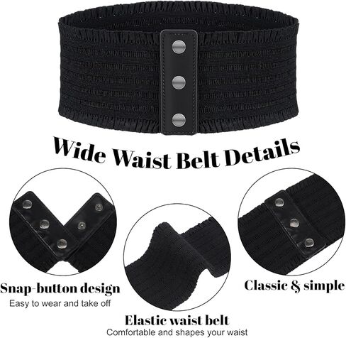 JIEYAO Wide Elastic Waist Belt for Women, Wide Waist Belt with Snap Fastener for Dresses in Saudi Arabia