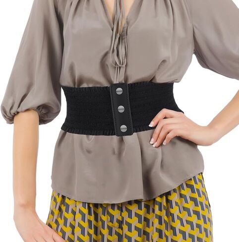JIEYAO Wide Elastic Waist Belt for Women, Wide Waist Belt with Snap Fastener for Dresses in Saudi Arabia