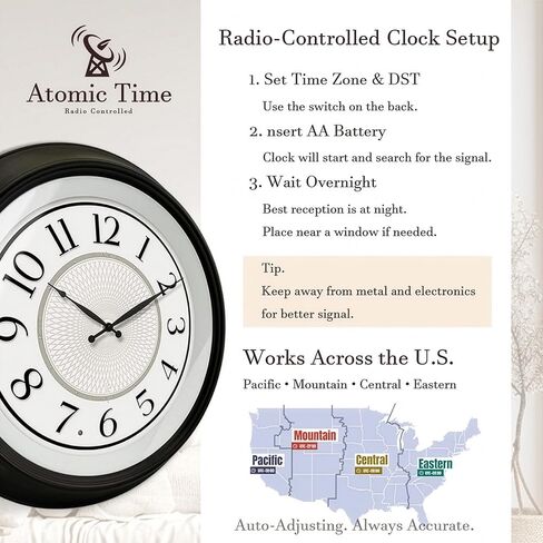 Galaxy 18 Inch Luminous Atomic Wall Clock with Night Light, Illuminated Wall Clock with Smart Sensor to Turn on/Off LED Light, Oil Rubbed Bronze Finish, Unique in Saudi Arabia