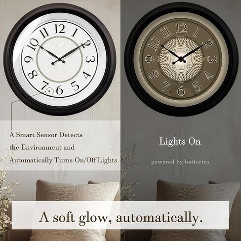 Galaxy 18 Inch Luminous Atomic Wall Clock with Night Light, Illuminated Wall Clock with Smart Sensor to Turn on/Off LED Light, Oil Rubbed Bronze Finish, Unique in Saudi Arabia