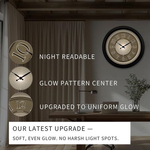 Galaxy 18 Inch Luminous Atomic Wall Clock with Night Light, Illuminated Wall Clock with Smart Sensor to Turn on/Off LED Light, Oil Rubbed Bronze Finish, Unique in Saudi Arabia