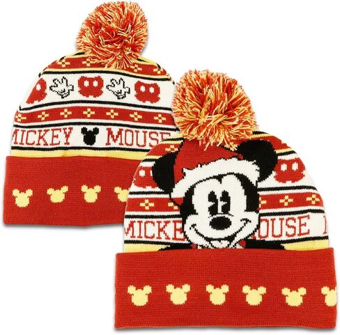 Disney Mickey Mouse Festive Winter Hat Set for Kids - Bundle Christmas Beanie Plus Stickers, More | Mickey Mouse Holiday Gear for Boys in Saudi Arabia