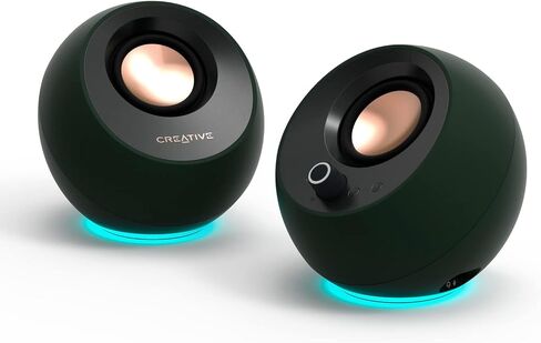 Creative Pebble Pro (Black) Minimalist 2.0 USB-C Computer Speakers with Bluetooth 5.3 and Customizable RGB Lighting, Clear Dialog and BassFlex Tech, USB Audio, Headset Port, for PC and Mac in Kuwait