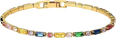 Multi Colored Crystal Tennis Bracelet Boho Cubic Zirconia Bracelet for WomenColour in Saudi Arabia