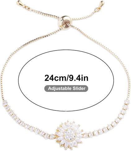 Sunflower Bracelet, Spinning Adjustable Sunflower Bracelet Golden Flower Rhinestone Fidget Anxiety Jewelry Sparkly Statement Accessories for Women in Saudi Arabia