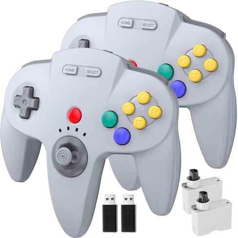 2 Pack Wireless N64 Controller لألعاب التبديل ، 2.4 جيجا هرتز القابلة لإعادة الشحن اللاسلكية N64 عن بعد عصا التحكم عن بعد متوافق مع Raspberry PI ، N64 ، MAC ، Windows 7،8،1111 صفراء in Kuwait