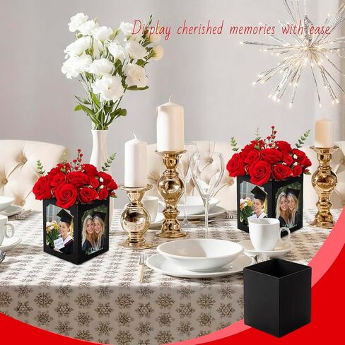 12 قطعة من صناديق عرض الصور المركزية للطاولة، دعامات إطار صور مقاس 6/7 بوصة مع تصميم مجوف للتخرج، وحفلات الزفاف، وأعياد الميلاد، وديكورات طاولات الحفلات، وإطارات سوداء قابلة لإعادة الاستخدام in Kuwait