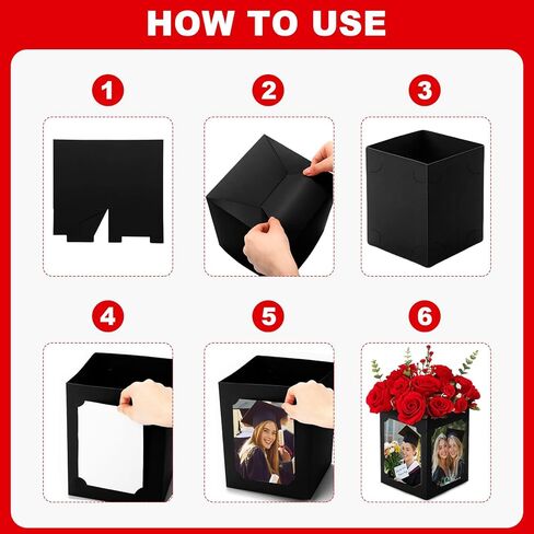 12 قطعة من صناديق عرض الصور المركزية للطاولة، دعامات إطار صور مقاس 6/7 بوصة مع تصميم مجوف للتخرج، وحفلات الزفاف، وأعياد الميلاد، وديكورات طاولات الحفلات، وإطارات سوداء قابلة لإعادة الاستخدام in Kuwait