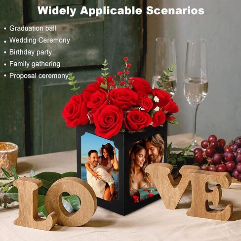 12 قطعة من صناديق عرض الصور المركزية للطاولة، دعامات إطار صور مقاس 6/7 بوصة مع تصميم مجوف للتخرج، وحفلات الزفاف، وأعياد الميلاد، وديكورات طاولات الحفلات، وإطارات سوداء قابلة لإعادة الاستخدام in Kuwait