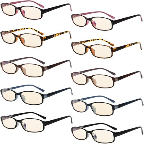 Eyekepper 10 عبوات من نظارات القراءة الزرقاء التي تحجب الضوء على شكل عين القطة لقارئات الكمبيوتر للنساء باللون الكهرماني الملون +1.50 in Kuwait