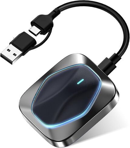 Carplay Wireless Adapter for iPhone,RGB Light Mini Size Bluetooth 5.3 WiFi 5.8 GHz,Plug and Play Convert Wired to Apple Carplay Wireless Adapter,Connect Stable No Delay Lag(USB-A/Type-C Port) 03BB in Kuwait