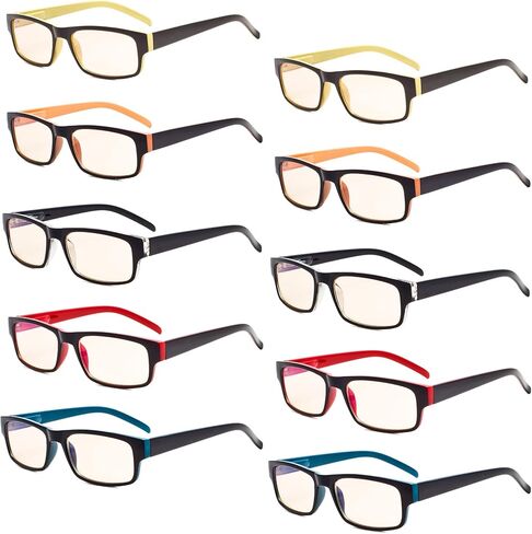Eyekepper 10 عبوات من نظارات القراءة الزرقاء التي تحجب الضوء على شكل عين القطة لقارئات الكمبيوتر للنساء باللون الكهرماني الملون +1.50 in Kuwait