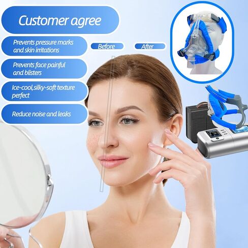 4 عبوات من بطانات أقنعة CPAP + 4 عبوات من أغطية أشرطة CPAP المتوافقة مع أقنعة F20 لكامل الوجه CPAP من ResMed Mirage Quattro بديلة لكامل الوجه (أزرق، متوسط) in Kuwait