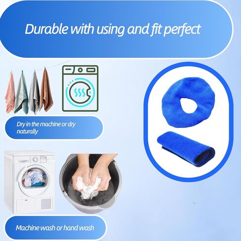 4 عبوات من بطانات أقنعة CPAP + 4 عبوات من أغطية أشرطة CPAP المتوافقة مع أقنعة F20 لكامل الوجه CPAP من ResMed Mirage Quattro بديلة لكامل الوجه (أزرق، متوسط) in Kuwait