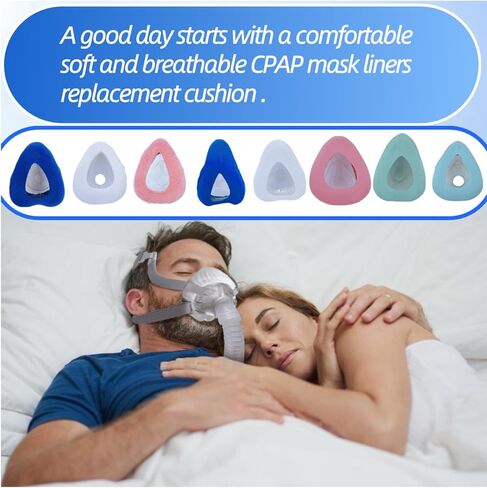 4 عبوات من بطانات أقنعة CPAP + 4 عبوات من أغطية أشرطة CPAP المتوافقة مع أقنعة F20 لكامل الوجه CPAP من ResMed Mirage Quattro بديلة لكامل الوجه (أزرق، متوسط) in Kuwait