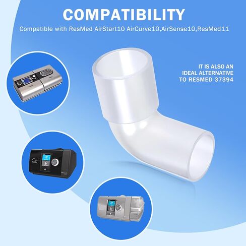 محول خرطوم موصل الكوع CPAP متوافق مع نماذج متعددة من ResMed AirStart10، وAirSense10، وAirCurve10 وResMed11، ومجموعة استبدال موصل أنابيب الكوع من ResMed 37394 in Kuwait