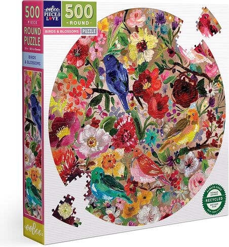 eeBoo: Piece and Love Hummingbirds 500 Piece Round Circle Jigsaw Puzzle, Puzzle for Adults and Families, Glossy, Sturdy Pieces and Minimal Puzzle Dust in Saudi Arabia