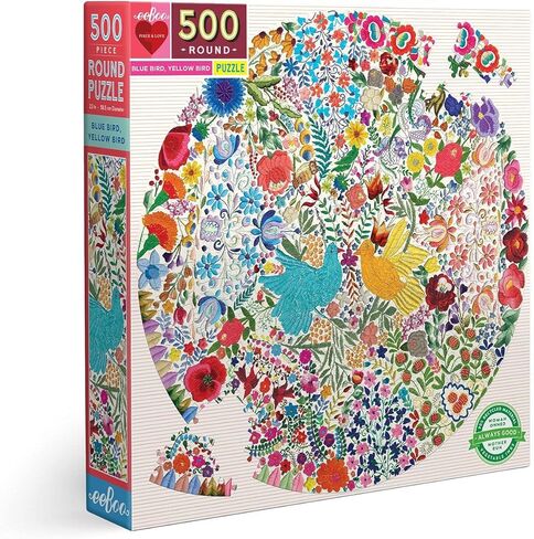 eeBoo: Piece and Love Hummingbirds 500 Piece Round Circle Jigsaw Puzzle, Puzzle for Adults and Families, Glossy, Sturdy Pieces and Minimal Puzzle Dust in Saudi Arabia