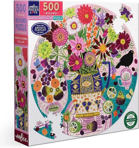 eeBoo: Piece and Love Hummingbirds 500 Piece Round Circle Jigsaw Puzzle, Puzzle for Adults and Families, Glossy, Sturdy Pieces and Minimal Puzzle Dust in Saudi Arabia