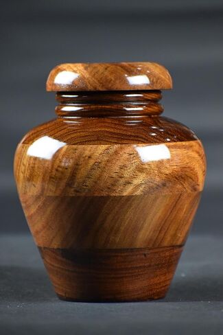 Alter, Cremation Urn for Human Ashes Adult Male or Female, Wooden Urn, Hand Carved Memorial, Large Adult Urn, Burial Urn, Wood Turned Casket for Men Women, Funeral Urn for Ashes (Medium 120 cu/in) in Saudi Arabia