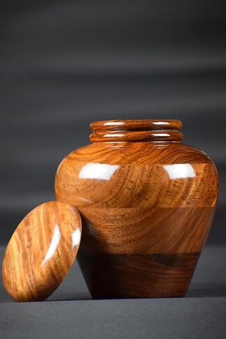 Alter, Cremation Urn for Human Ashes Adult Male or Female, Wooden Urn, Hand Carved Memorial, Large Adult Urn, Burial Urn, Wood Turned Casket for Men Women, Funeral Urn for Ashes (Medium 120 cu/in) in Saudi Arabia