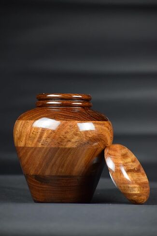 Alter, Cremation Urn for Human Ashes Adult Male or Female, Wooden Urn, Hand Carved Memorial, Large Adult Urn, Burial Urn, Wood Turned Casket for Men Women, Funeral Urn for Ashes (Medium 120 cu/in) in Saudi Arabia