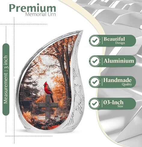 Yatskia Cardinal Urn for Ashes, Keepsake Urns for Human Ashes, (Pack of 1, 3 Inch) in Saudi Arabia