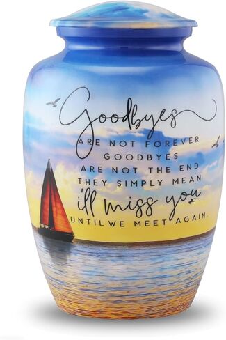 Sailboat Urn for Human Ashes – Ocean Sunset Cremation Urns for Men and Women – Adult Funeral and Memorial Urn – Nautical Sailing Tribute up to 210 lbs (Large) in Saudi Arabia