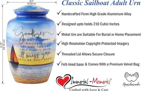 Sailboat Urn for Human Ashes – Ocean Sunset Cremation Urns for Men and Women – Adult Funeral and Memorial Urn – Nautical Sailing Tribute up to 210 lbs (Large) in Saudi Arabia