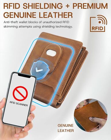 Genuine Leather Wallet for Samsung Galaxy SmartTag2: Slim Wallet Compatible with Samsung Tracker Tag - RFID Blocking Bifold Wallet with Gift Box (NO TAG) in Saudi Arabia