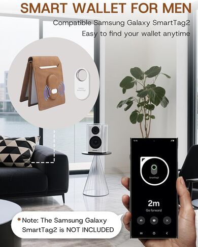 Genuine Leather Wallet for Samsung Galaxy SmartTag2: Slim Wallet Compatible with Samsung Tracker Tag - RFID Blocking Bifold Wallet with Gift Box (NO TAG) in Saudi Arabia