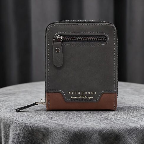 Men Wallet, Soft PU Zipper Wallet with Front Pocket Wallet for Men Zipper Close Large Capacity Business Card Holder Wallet for Men(Black) in Saudi Arabia