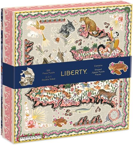 Galison Liberty Tudor Building 750 Piece Shaped Puzzle from Galison - Featuring The Distinctive Tudor Building on One Side and a Floral Pattern on The Other, 27" x 17.75", Unique Gift Idea in Kuwait