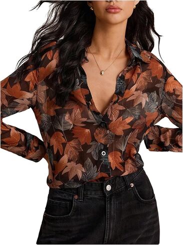 SweatyRocks Women's Floral Print Button Down Long Sleeve Blouses Dressy Casual Tops Fall Outfits in Saudi Arabia