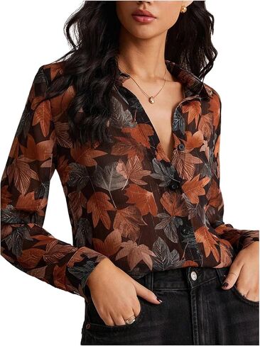 SweatyRocks Women's Floral Print Button Down Long Sleeve Blouses Dressy Casual Tops Fall Outfits in Saudi Arabia