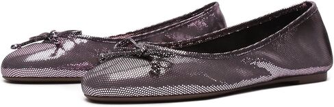 SCHUTZ Damaris Metallic Leather Round Toe Ballet Flat Cherry Ballet Shoes in Saudi Arabia