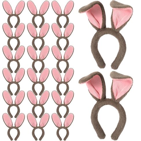 Zeyune 20 Pcs Easter Bunny Ears Headbands Grey Bunny Costume Accessories Plush Rabbit Ears Hairbands for Halloween Easter Cosplay Adults Women in Saudi Arabia