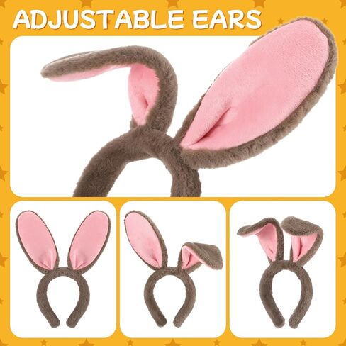 Zeyune 20 Pcs Easter Bunny Ears Headbands Grey Bunny Costume Accessories Plush Rabbit Ears Hairbands for Halloween Easter Cosplay Adults Women in Saudi Arabia