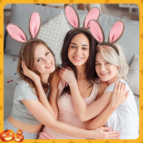 Zeyune 20 Pcs Easter Bunny Ears Headbands Grey Bunny Costume Accessories Plush Rabbit Ears Hairbands for Halloween Easter Cosplay Adults Women in Saudi Arabia