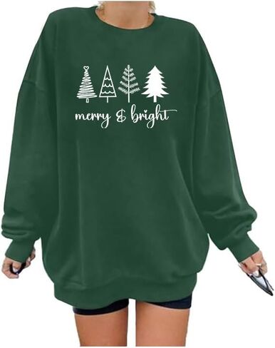 Christmas Oversized Sweatshirts For Women Merry And Bright Merry Christmas Holiday Outfits Xmas Gifts Pullover Tops in Saudi Arabia