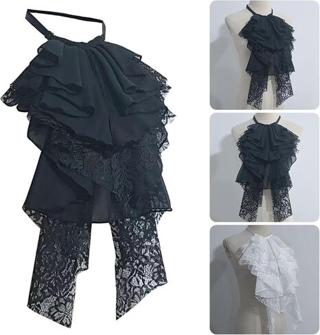 Victorian Layered Ruffle Lace Detachable Jabot Faux Collar Necktie for Renaissances Costumes Party Outfit Accessories in Saudi Arabia